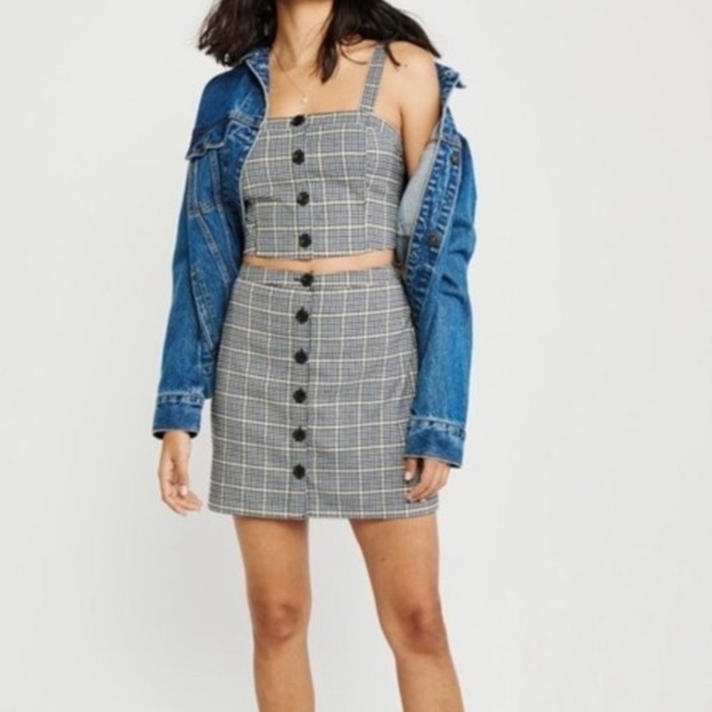 Abercrombie & Fitch Plaid Front Buttoned Mini Skirt and Matching Top
